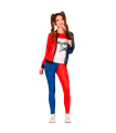 Tradineur - Disfraz de dangerous girl para adolescente, Harley Quinn, poliéster, incluye chaqueta con camiseta y pantalón, atuendo de carnaval, Halloween, cosplay, 14-16 años