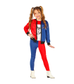 Tradineur - Disfraz de dangerous girl para adolescente, Harley Quinn, poliéster, incluye chaqueta con camiseta y pantalón, atuendo de carnaval, Halloween, cosplay, 14-16 años