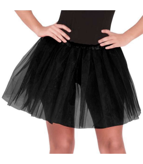 Tradineur - Tutú de poliéster para adulto, complemento para disfraz de carnaval, Halloween, cosplay, bailarina, ballet (Negro, 40 cm)