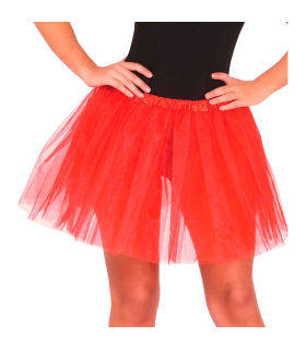 Tradineur - Tutú de poliéster para adulto, accesorio para disfraz de carnaval, Halloween, cosplay, bailarina, ballet (Rojo, 40 cm)