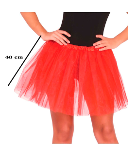 Tradineur - Tutú de poliéster para adulto, accesorio para disfraz de carnaval, Halloween, cosplay, bailarina, ballet (Rojo, 40 cm)