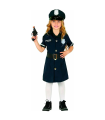 Tradineur - Disfraz de policía niña, poliéster, incluye gorra, vestido y cinturón, atuendo infantil de carnaval, Halloween, cosplay (Niña, 5-6 años)