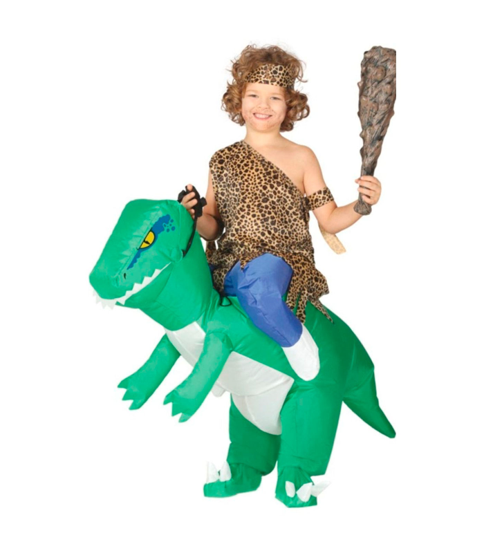 Tradineur - Disfraz infantil de dinosaurio hinchable, poliéster 100%, incluye mono e inflador, atuendo de carnaval, Halloween, cosplay (Niños, 7-9 años)