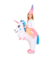 Tradineur - Disfraz infantil de unicornio hinchable, poliéster 100%, incluye traje e inflador, atuendo de carnaval, Halloween, cosplay (Niñas, 7-9 años)