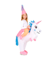 Tradineur - Disfraz infantil de unicornio hinchable, poliéster 100%, incluye traje e inflador, atuendo de carnaval, Halloween, cosplay (Niñas, 7-9 años)