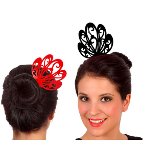 Tradineur - Peineta de plástico para disfraz, complemento para atuendo de sevillana, flamenca, carnaval, Halloween, cosplay, fiestas (Negro, 18 cm)