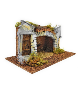 Tradineur - Cueva para figuras del nacimiento de 5 cm, pesebre de 12 x 24 x 13 cm para belén navideño, corcho, figura decorativa navidad, decoración tradicional