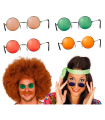 Tradineur - Pack de 3 gafas hippie, plástico y metal, complemento para disfraces, carnaval, Halloween, cosplay, fiestas (Adulto - Talla única - Colores surtidos)