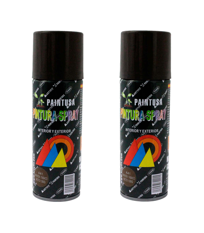 Montoro - Pack 2 botes de pintura en marrón tabaco A41 200 ml, válido para multitud de superficies de interior y exterior. Pintura en spray, válida para distintos materiales de 17 x 5 x 5 cm