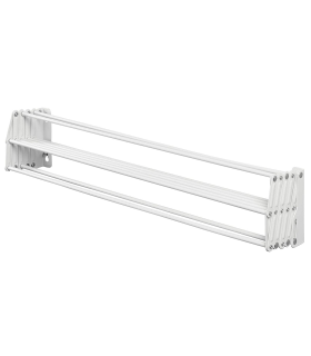 Tradineur - Tendedero extensible metálico para pared, 5,4 metros de tendido, soporte plegable para tender ropa (Blanco, 60 x 11-65 x 18,5 cm)