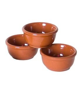 Tradineur - Pack de 4 cuencos de barro para salsa - Ideal para preparar salsa o servir pequeños aperitivos - 3,5 x 7 cm 