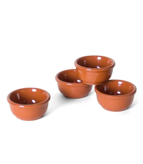 Tradineur - Pack de 4 cuencos de barro para salsa - Ideal para preparar salsa o servir pequeños aperitivos - 3,5 x 7 cm 