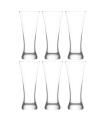 Tradineur - Set de 6 vasos de cristal para cerveza, modelo Sorgun, base gruesa, servir refrescos, licores, agua, aptos para lavavajillas - 18,4 x 8,2 cm - 380 ml