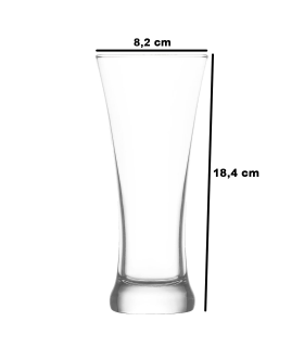 Tradineur - Set de 6 vasos de cristal para cerveza, modelo Sorgun, base gruesa, servir refrescos, licores, agua, aptos para lavavajillas - 18,4 x 8,2 cm - 380 ml