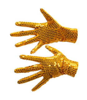 Guantes cortos, lentejuelas, 100% poliéster, complementos de disfraz, carnaval, halloween, cosplay, fiestas, cumpleaños (Amarillo, adulto, talla única)