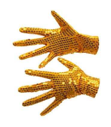 Guantes cortos, lentejuelas, 100% poliéster, complementos de disfraz, carnaval, halloween, cosplay, fiestas, cumpleaños (Amarillo, adulto, talla única)