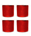 Tradineur - Pack de 4 cintas de navidad con glitter, poliéster, purpurina brillante, decoración árbol navideño, envolver regalos, adornos, manualidades - 5 cm x 2,7 m - Rojo