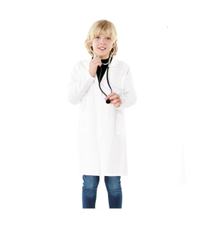 Bata blanca infantil, fibra sintética, disfraz de doctor, médico para niños, incluye bata, carnaval, halloween, cosplay, fiestas (Unisex, 10-12 años)