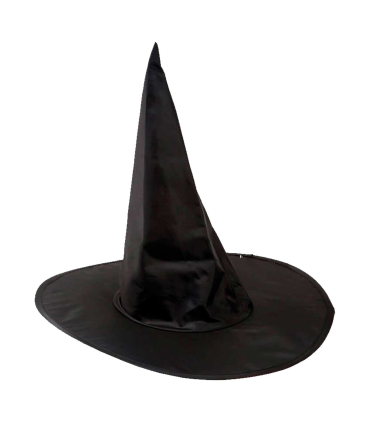 Tradineur - Gorro de bruja - Diseño clásico - Sombrero de bruja, halloween, fiestas, disfraz carnaval - Diámetro 28,5 cm - Color negro.