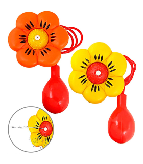 Tradineur - Flor de payaso de plástico con chorro de agua, complementos de disfraces de adulto, carnaval, halloween, circo, fiestas, cumpleaños, diámetro 12 cm, color aleatorio