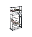 Zapatero de metal estantería multiusos para zapatos 7 estantes 55,5 x 25 x 95 cm mueble zapatero 7 baldas color negro