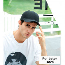 Tradineur - Gorra clásica de adulto con ajuste posterior regulable, 100% poliéster, accesorio deporte, skate, aire libre (Negro,