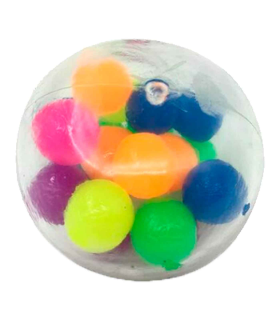 Tradineur - Pelota llena de bolas antiestrés - Poliuretano blando - Bola calmante para aliviar el estrés, regalo original - Ø 7 cm - Multicolor