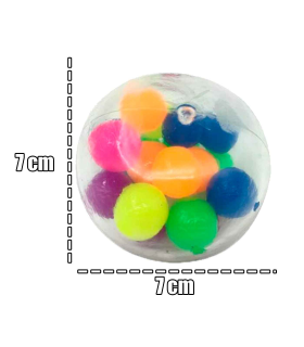 Tradineur - Pelota llena de bolas antiestrés - Poliuretano blando - Bola calmante para aliviar el estrés, regalo original - Ø 7 cm - Multicolor