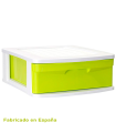 Tradineur - Cajonera de plástico Sena, 1 cajón multicolor, multiusos, ordenación, almacenaje, escuela, hogar, fabricada en España (Blancolor, Cajones Color Aleatorio, 17 x 40 x 39 cm)