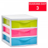 Tradineur - Cajonera de sobremesa Guadiana con 3 cajones de colores, torre de almacenaje, armario, baño, oficina, fabricada en E