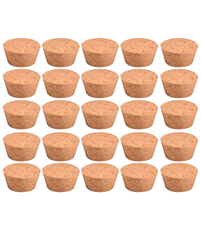 Tradineur - Pack de 25 tapones de corcho para botellas - Forma de Cono - Ideal para garrafas, botes, frascos, bar, restaurante, vino, aceite - 5 Packs de 5 corchos - 3,3 x 2,9 x 1,8 cm