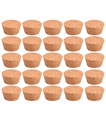 Tradineur - Pack de 25 tapones de corcho para botellas - Forma de Cono - Ideal para garrafas, botes, frascos, bar, restaurante, vino, aceite - 5 Packs de 5 corchos - 3,3 x 2,9 x 1,8 cm