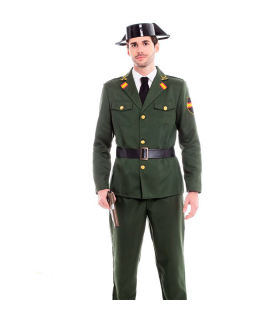 Tradineur - Disfraz de guardia civil de adulto, agente, fibra sintética, incluye chaqueta, pantalón y cinturón, carnaval, Halloween, cosplay (Unisex, Talla L)