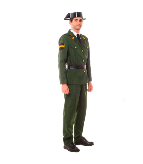 Tradineur - Disfraz de guardia civil de adulto, agente, fibra sintética, incluye chaqueta, pantalón y cinturón, carnaval, Halloween, cosplay (Unisex, Talla L)