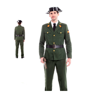 Tradineur - Disfraz de guardia civil de adulto, agente, fibra sintética, incluye chaqueta, pantalón y cinturón, carnaval, Halloween, cosplay (Unisex, Talla L)