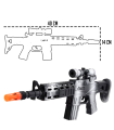 Tradineur - Metralleta/fusil de asalto de juguete con sonido por fricción - Juguete de imitación de soldado para niños - 14 x 40 x 3,5 cm - Modelo aleatorio