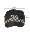 Gorra de policía de color negro con detalles blancos para jóvenes y adultos para carnaval, Halloween, fiestas de cumpleaños u otras celebraciones. Tamaño: 13 x 16 x 30 cm