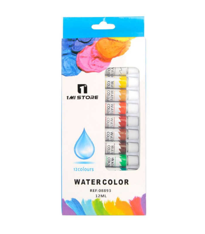 Pintura de acuarela, 12 colores, 12 ml, kit de pinturas para dibujar sobre tela, cartón, madera..., creatividad, arte, aficionados a la pintura