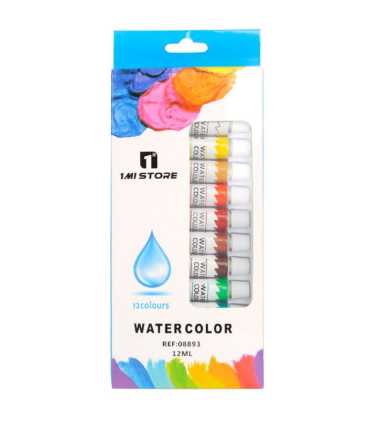 Pintura de acuarela, 12 colores, 12 ml, kit de pinturas para dibujar sobre tela, cartón, madera..., creatividad, arte, aficionados a la pintura