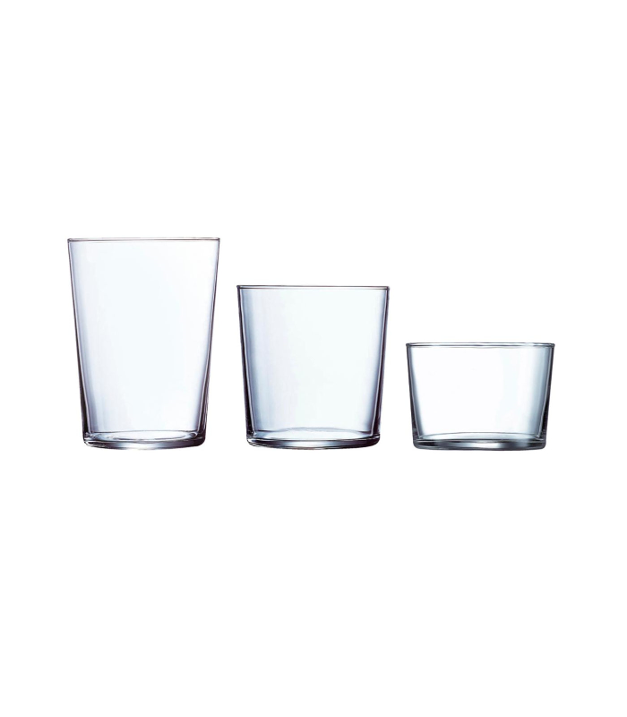 Luminarc - Pack 18 vasos de cristal: 6 x 53 cl, 6 x 36 cl y 6 x 23 cl, set gorbea de 18 vasos en diferentes tamaños