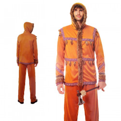 Disfraz esquimal pelaje de color naranja tanto para jóvenes como para adulto para carnaval, halloween y celebraciones, talla L