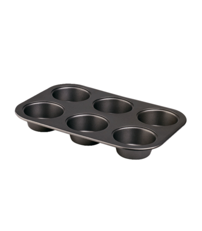 Tradineur - Bandeja con 6 mini moldes de flan, antiadherente, fuente para postres, especial para horno, labores de cocina o repostería, 27 x 3 x 18,2 cm