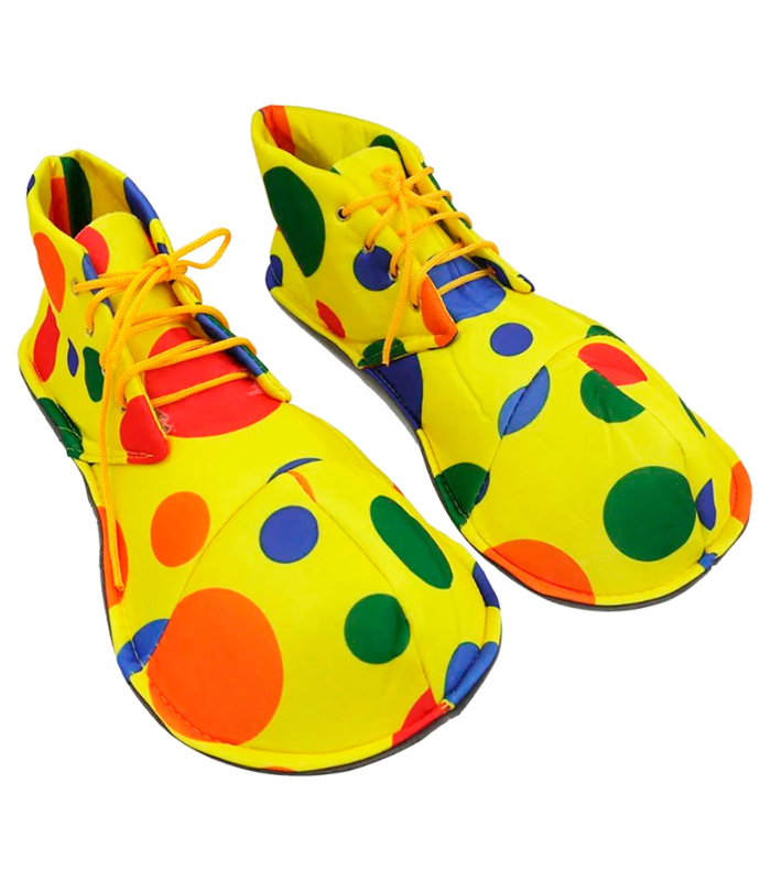 Tradineur - Zapatos amarillos de payaso para adulto con círculos de colores, accesorios, disfraz, carnaval, Halloween, cosplay, circo, fiestas, cumpleaños, talla única