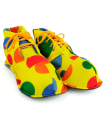 Tradineur - Zapatos amarillos de payaso para adulto con círculos de colores, accesorios, disfraz, carnaval, Halloween, cosplay, circo, fiestas, cumpleaños, talla única