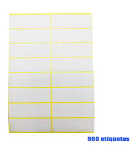 Tradineur - Pack de 960 etiquetas adhesivas blancas E09, pegatinas auto-adhesivas para objetos, hogar, oficina, 25 x 75 mm