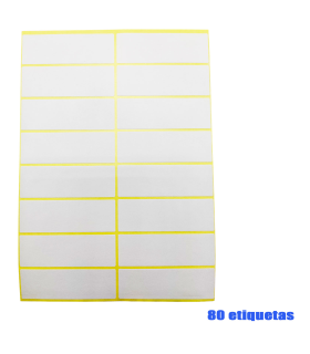 Tradineur - Pack de 80 etiquetas adhesivas blancas E09, pegatinas auto-adhesivas para objetos, hogar, oficina, 25 x 75 mm