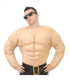 Tradineur - Disfraz de forzudo para adulto, poliéster, incluye camisa, torso musculoso, atuendo de carnaval, Halloween, cosplay (Hombre, Talla L)