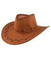 Tradineur - Sombrero vaquero para adulto, poliéster, gorro para disfraces, accesorio de carnaval, Halloween, cosplay, fiestas (Marrón claro, unisex, talla única)