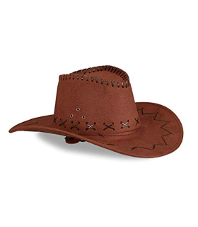 Tradineur - Sombrero vaquero para adulto, poliéster, gorro para disfraces, accesorio de carnaval, Halloween, cosplay, fiestas (Marrón claro, unisex, talla única)