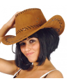 Tradineur - Sombrero vaquero para adulto, poliéster, gorro para disfraces, accesorio de carnaval, Halloween, cosplay, fiestas (Marrón claro, unisex, talla única)